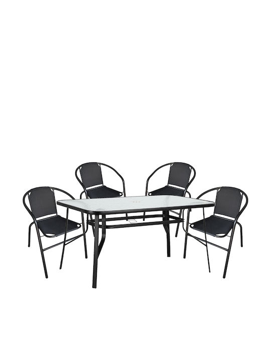 Set Dining Pentru Exterior Sun 5 Piese Negru