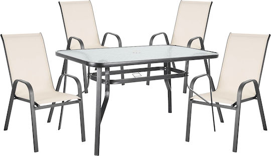 Garten- und Outdoor-Möbelsets Speisesaal Sun 5 Stück Crem/Gray