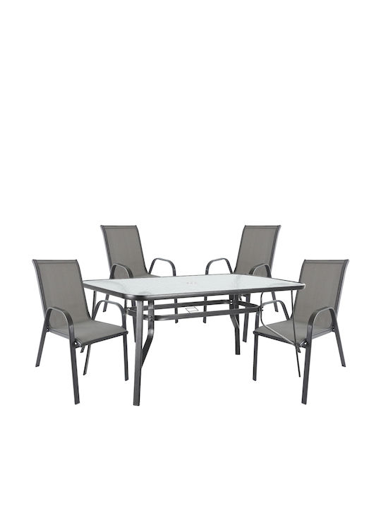 Set Dining Exterior Sun 5 Piese Gri