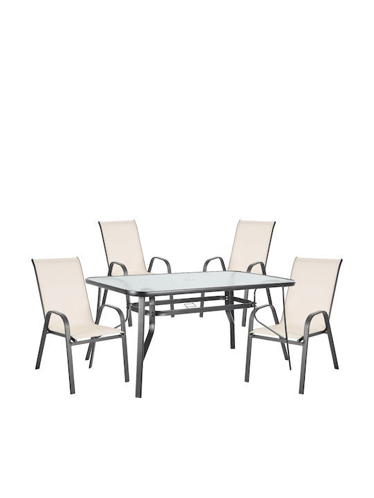 Set Dining de Exterior Sun 5 Piese Gri