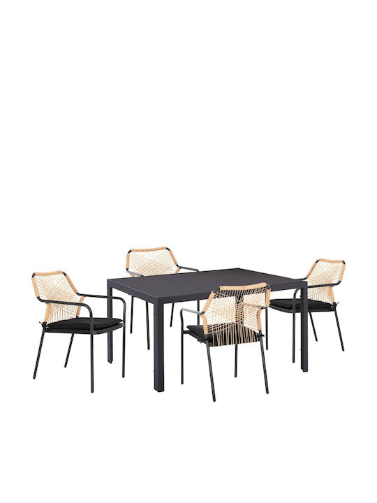 Set Dining Pentru Exterior 5 Piese Gri