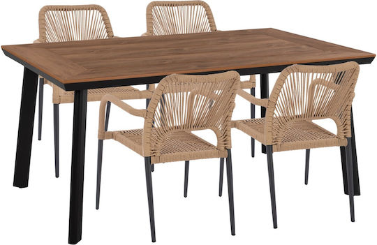 Garten- und Outdoor-Möbelsets Speisesaal 5 Stück Dunkelgrau