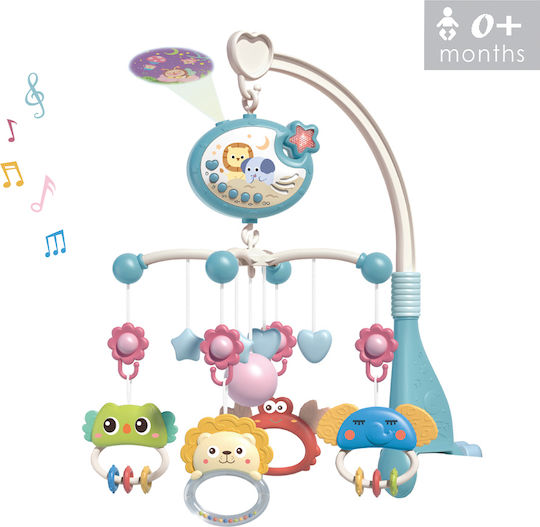 Bebe Stars Hanging Cot Toy with Music Rotation and Teether for Newborns