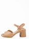 Women's All Day Beige Sandals Thick Heel Special Cut On The Strap