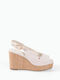 Platforme Dama Slingback Din Material Textil Albe