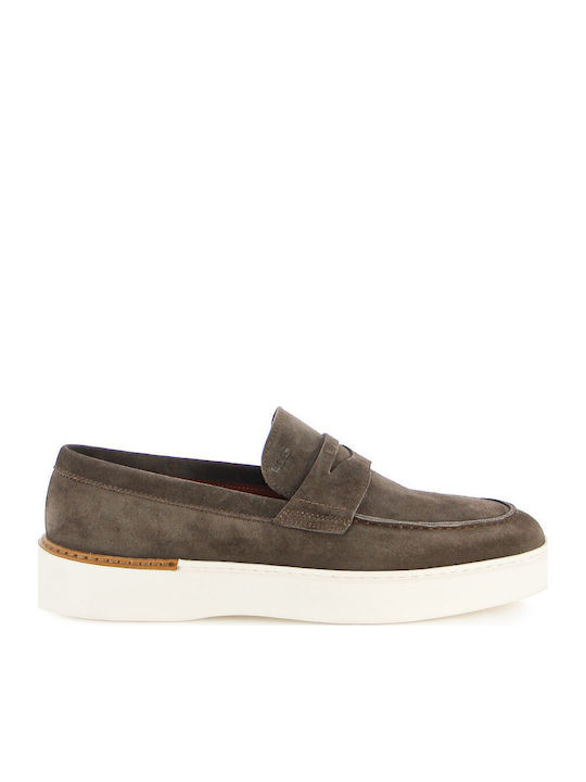 Boss Shoes Suede Ανδρικά Μοκασίνια σε Γκρι Χρώμα