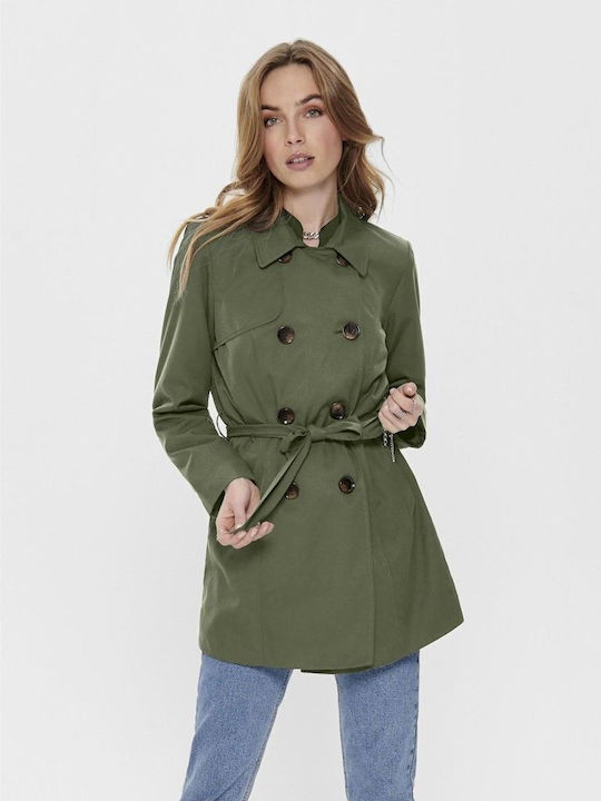 Only Damenmäntel Grünes Gabardine