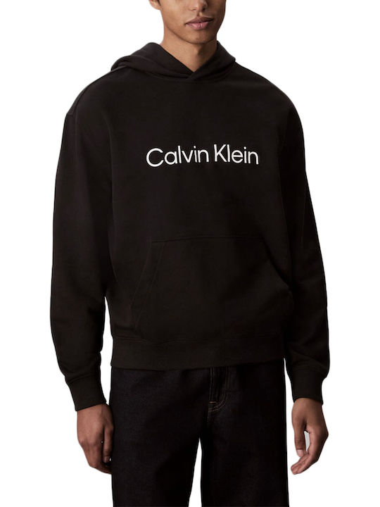 Calvin Klein Logo Hanorac cu Glugă Alb-Negru