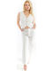 Set Alb Dama Cu Pantaloni