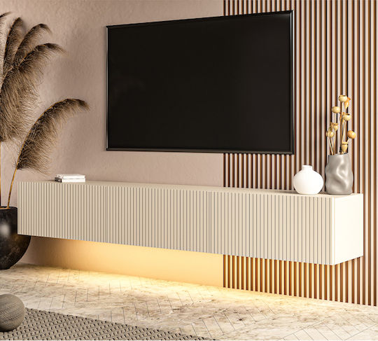 TV Stand with LED Lighting White L180xD31xH28cm