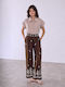 Celestino Women's Pantaloons Viscose Loose Fit Dark Brown