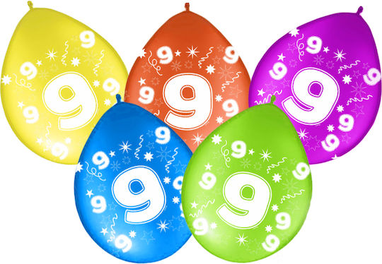Комплект 5 Балони Номера 9 Латекс Бежови 40см