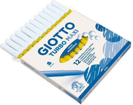 Giotto Turbo Κίτρινοι Μαρκαδόροι Ζωγραφικής Χονδροί, Πλενόμενοι Σετ 12τμχ