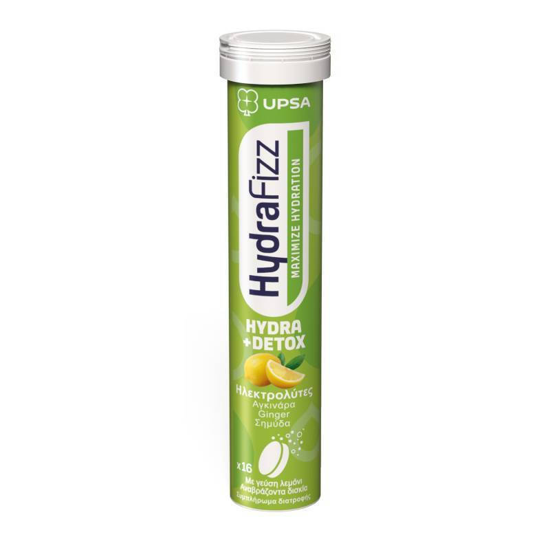 Upsa Hydrafizz Hydra + Detox 16 Αναβράζοντα Δισκία Γεύση Λεμόνι