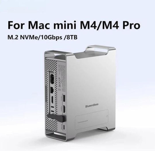 Blueendless Mac909 Mac Mini M4 Βάση & Hub Περίβλημα Ssd 2xusb3.2+usb2.0+sd/tf4.0+4k60hz Hdmi+pd 100w