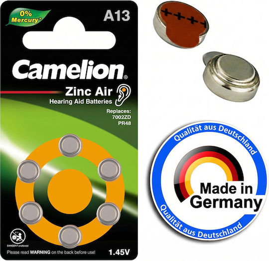 Camelion Α13-ΒΡ6 Μπαταρίες Ακουστικών Βαρηκοΐας 1.45V 6τμχ