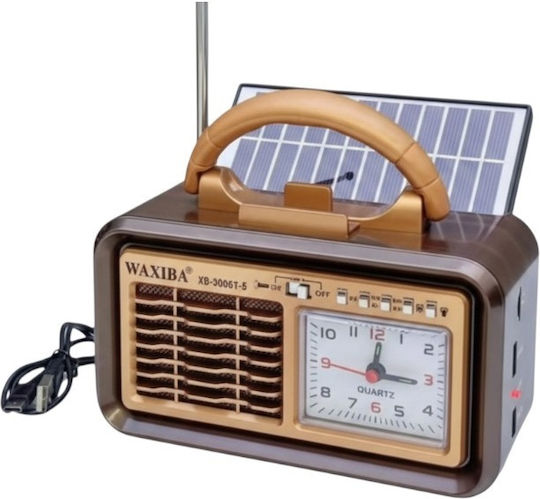 XB-9009BTS Retro Portable Solar Radio with Bluetooth and USB Brown