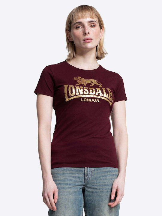 Lonsdale Bantry Дамска Тениска Oxblood/Златен