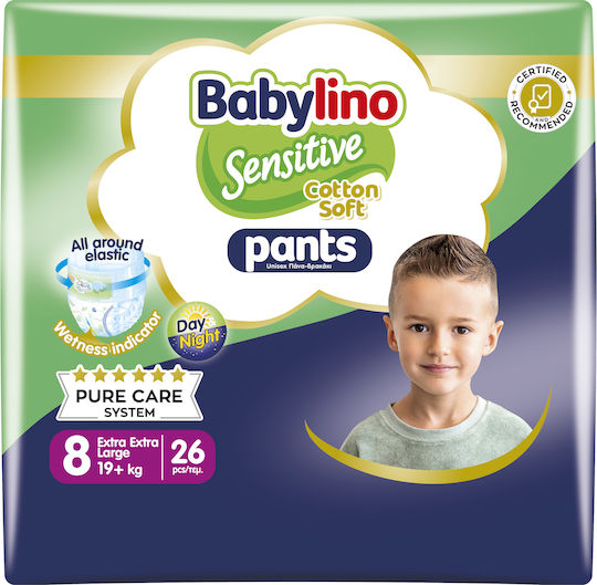 Babylino Πάνες Βρακάκι Sensitive Cotton Soft No. 8 για 19+kg 26τμχ