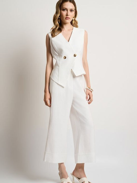 Desiree Women's Ecru Set with Trousers with Rub...