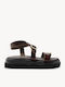 Brown Leather Flatform Sandals Toe Ring Detail