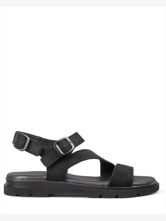 Women's Flat Sandals Black 639 Black Suede