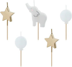 Elephant Star Birthday Pickers Candles 5pcs