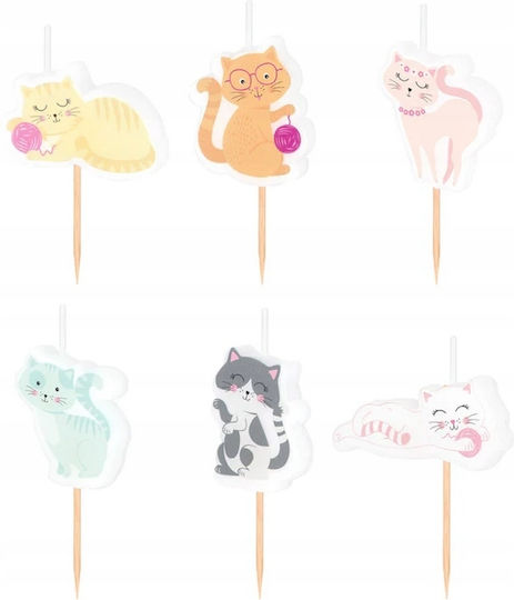 Lumanări Colorate Pentru Tort Cupcake Pisică Petrecere De Ziua De Naștere 6 Bucăți