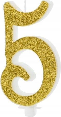 Birthday Candle Number 5 Gold 10cm 1 Pc