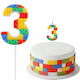 Piker Candle Cake Number 3 Three Colorful Block...