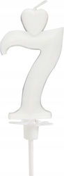 White Heart Candle Number 7 6.5cm