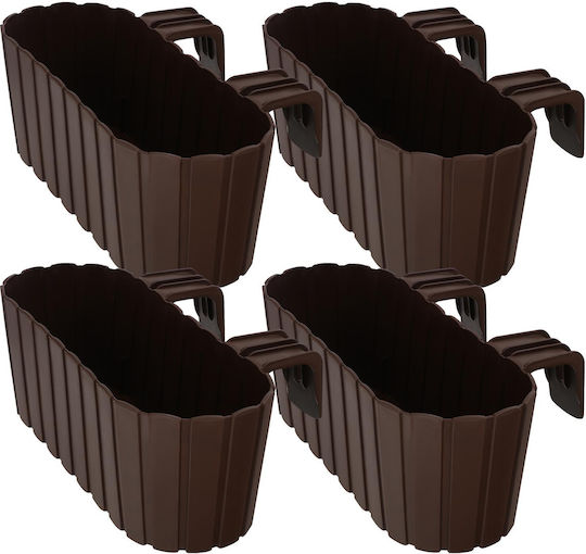 Kotarbau Σετ 4 Ζαρντινιέρες Πλαστικές Rustic Brown Kotarbau Σετ 4 Ζαρντινιέρες Πλαστικές Rustic Brown