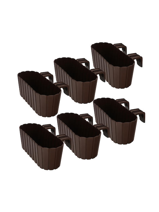 Kotarbau Σετ 6 Γλάστρες Πλαστικές Rustic Brown