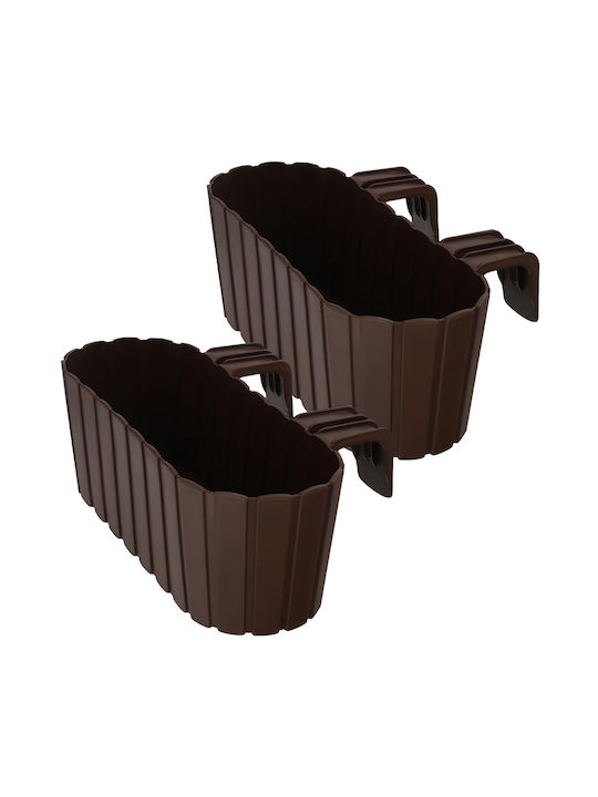 Kotarbau Σετ 2 Γλάστρες Πλαστικές Rustic Brown