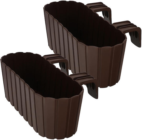 Kotarbau Set 2 Ghivece De Flori Din Plastic Rustic Maro