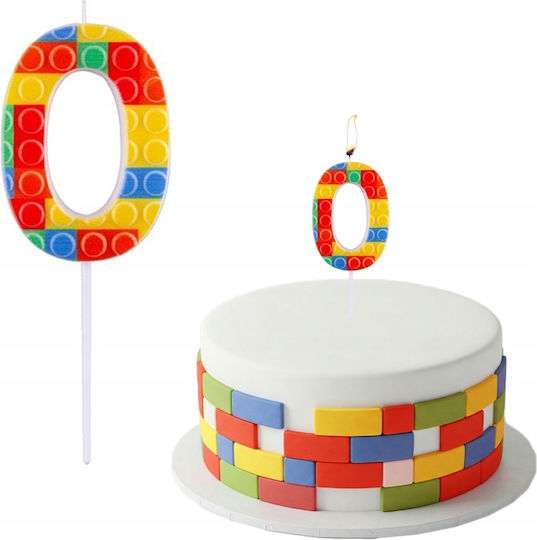 Piker Candle Cake Number 0 Zero Colorful Blocks Birthday 10cm