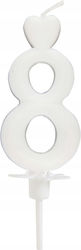 Heart Candle Number 8 White 6.5cm