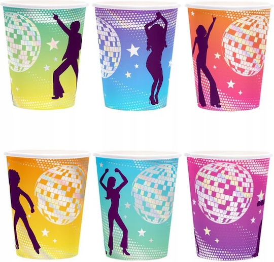 Retro Disco Party Papierbecher 80er Geburtstag Karneval 220ml 6 Stück