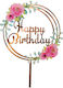 Acrylic Topper Happy Birthday Gold Flowers Pattern 2