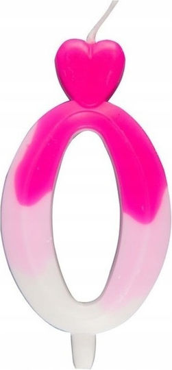 Number 0 Heart Candle Pink-white 6.5cm