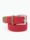 Elastic Men's Fabric Knitted Red Belt