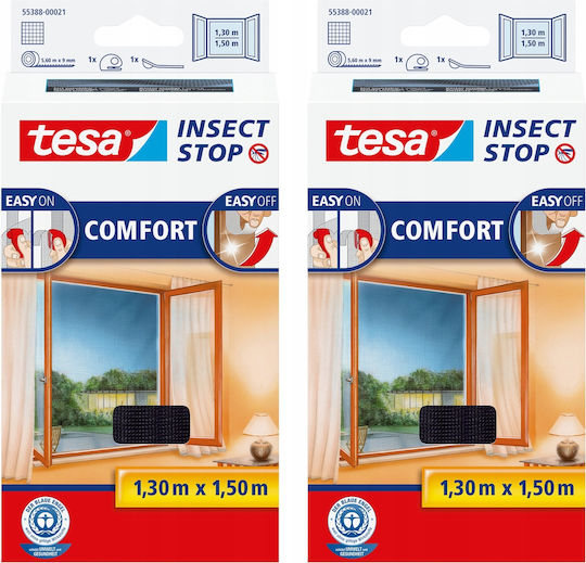 Tesa Plasă de Țânțari pentru Fereastră cu Scai din Poliester Neagră 150x130cm