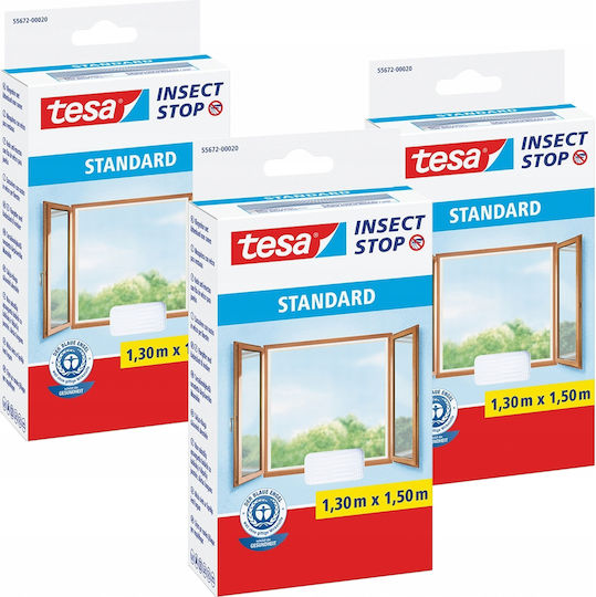 Tesa Window Mosquito Net with Velcro Polyester White 150x130cm
