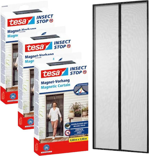 Tesa Dauerhaftes Moskitonetz für Tür aus Polyester Grau 210x90cm