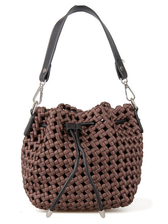 Gestrickte Damen Schultertasche Braun