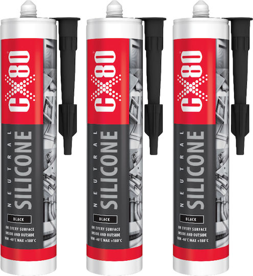 CX80 Neutral Bau-Silikon Beton Holz Metall Schwarz 310ml X 3