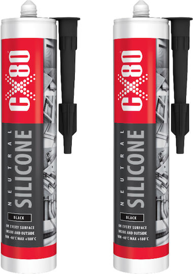 Cx80 Neutral Construction Silicone Concrete Wood Metal Black 310ml X 2
