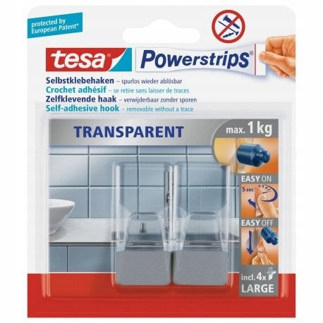 Tesa Klammern mit Aufkleber Kunststoff Transparent 2 Stück