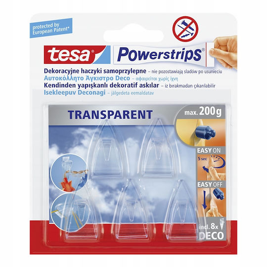 Tesa Tesa Haken mit Aufkleber Transparente 5 Stück