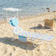 Light Blue Foldable Metallic Beach Sunbed with Shader 184x51x32cm